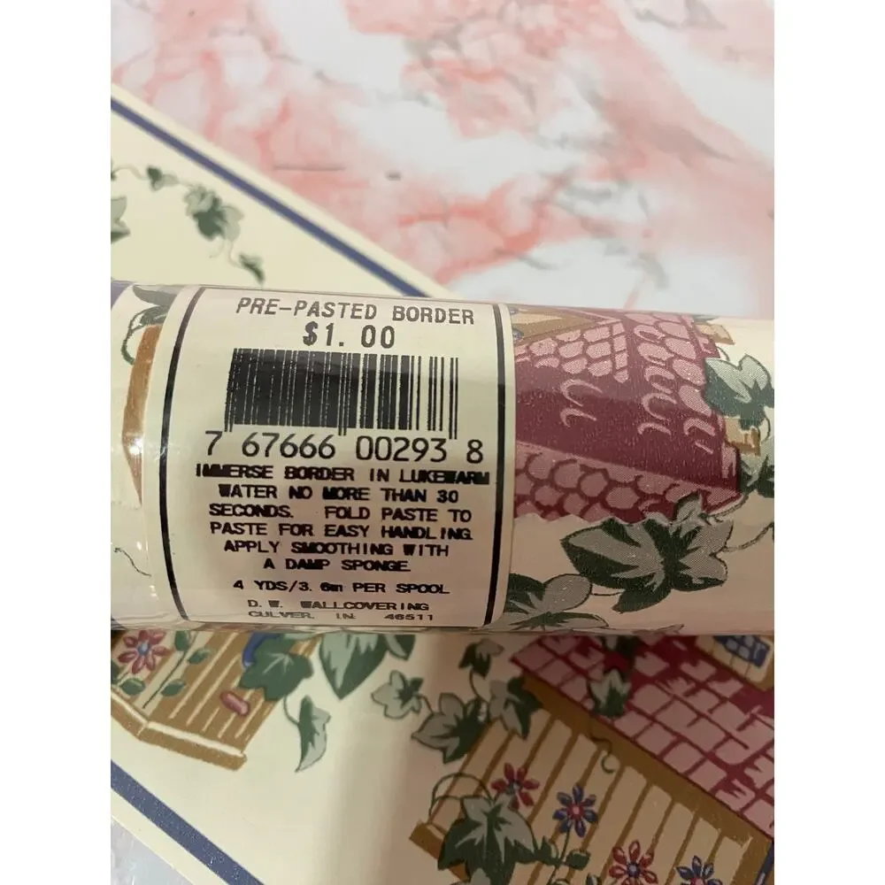 VINTAGE Victorian Ivy Birdhouse Wallpaper Border NOS 3.5 wide x 4 yards x2 ROLLS